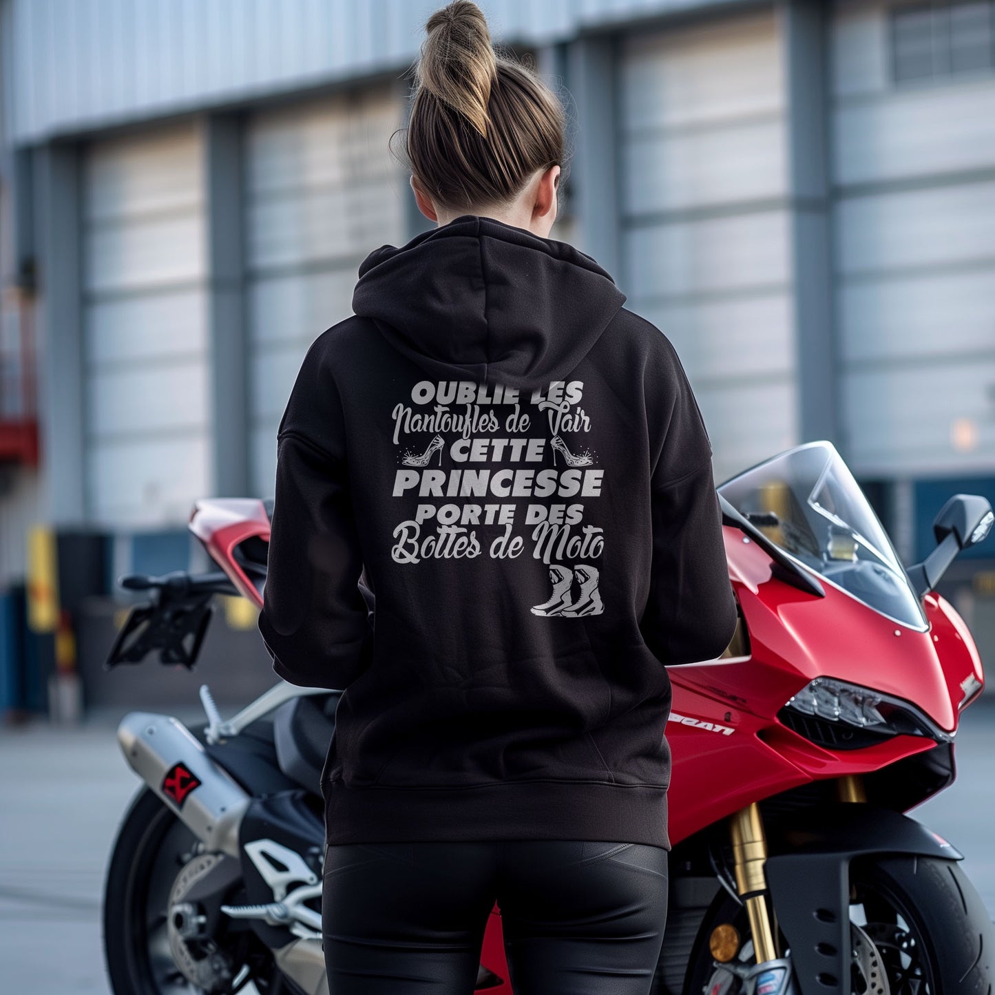 Cette princesse porte des bottes de moto