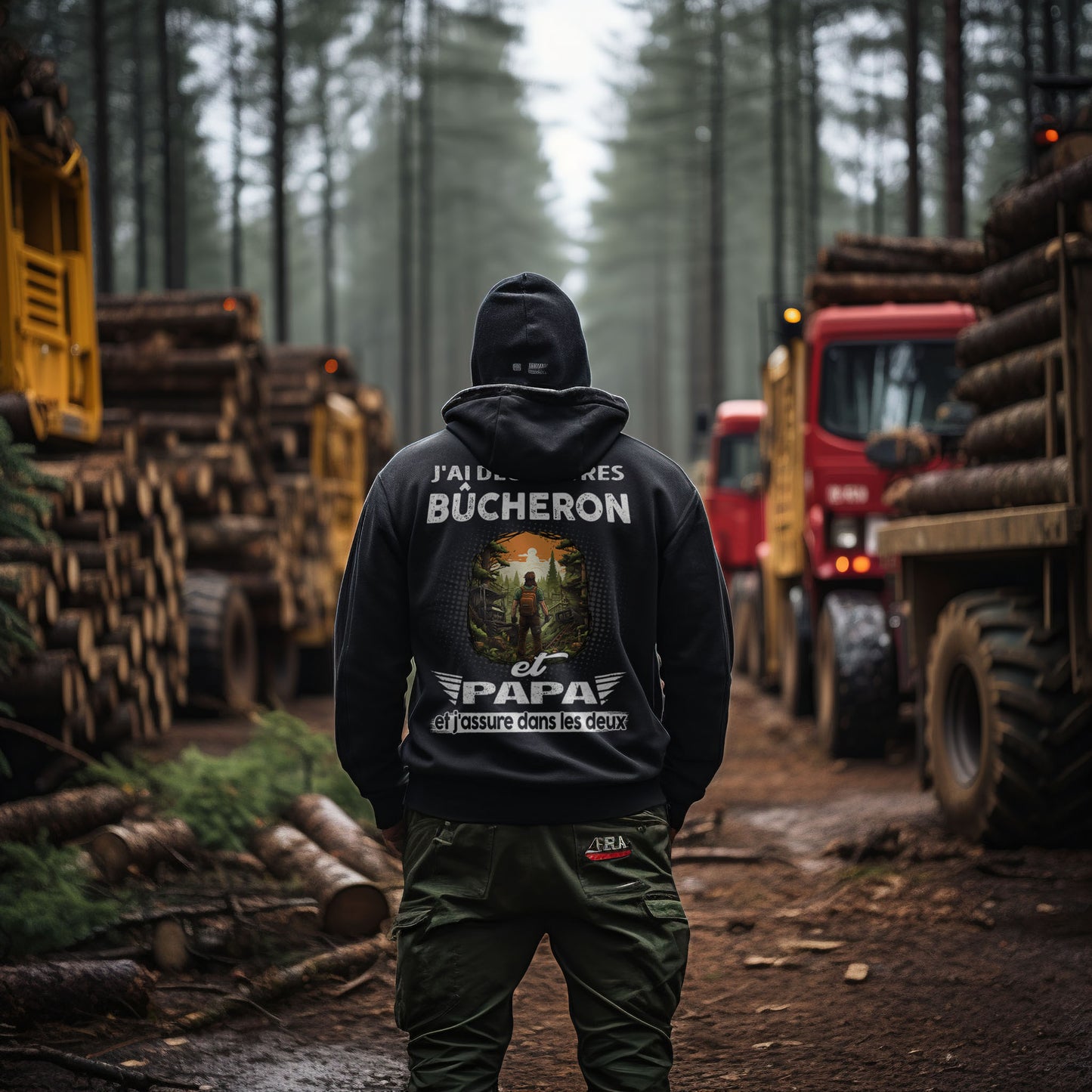 Bûcheron et papa, et j'assure dans les deux