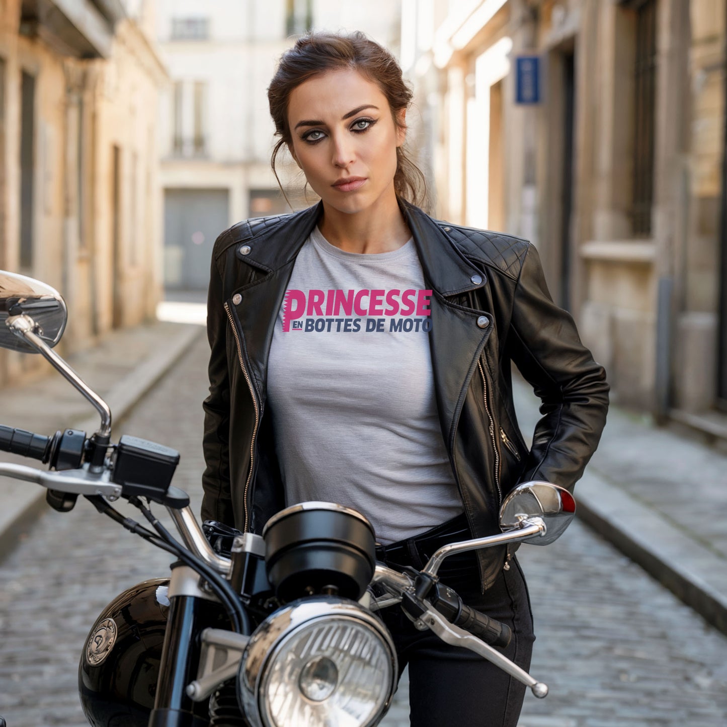 Princesse en bottes de moto