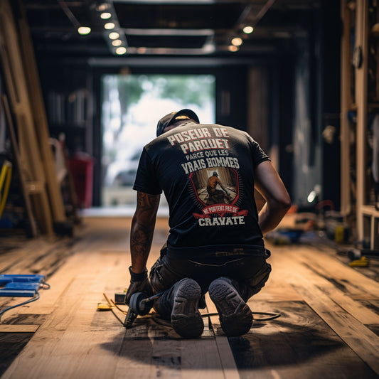 Les vrais hommes ne portent pas de cravate. Je suis Poseur de Parquet