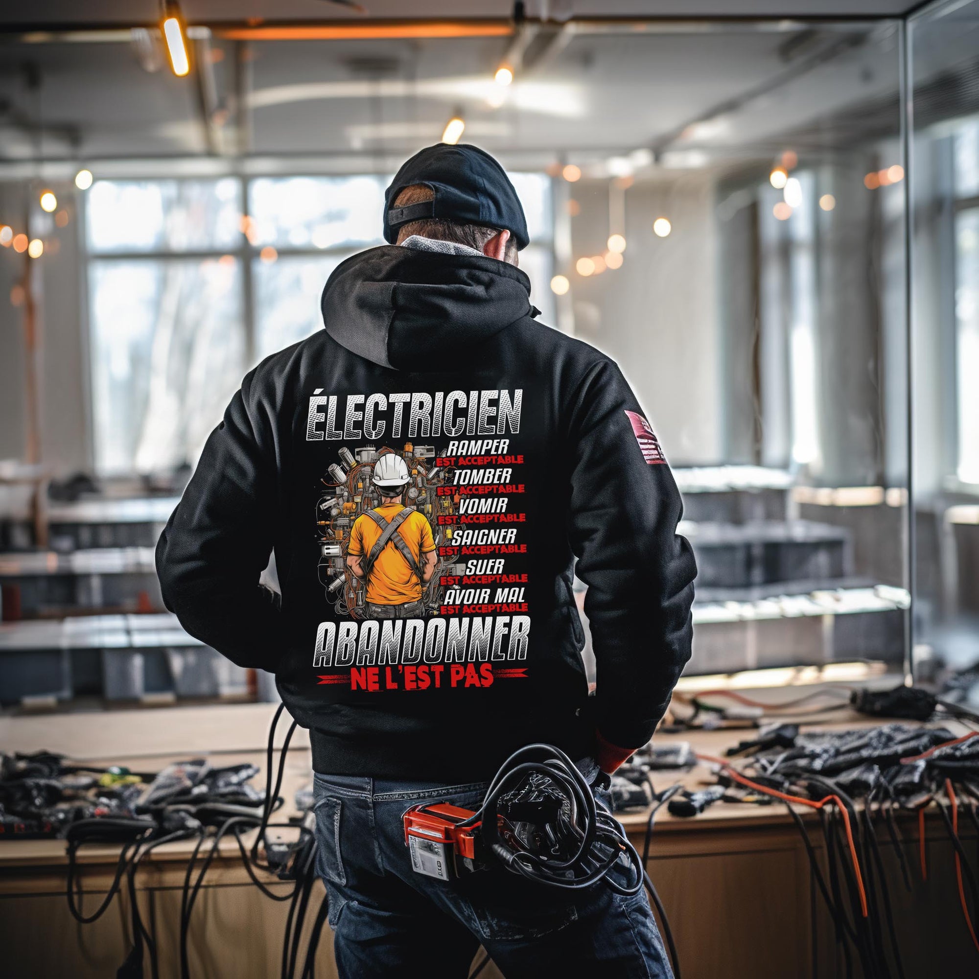 Électricien, ramper, tomber, vomir, saigner est acceptable