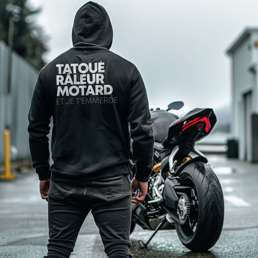 Tatoué Râleur Motard et je t'emmerde