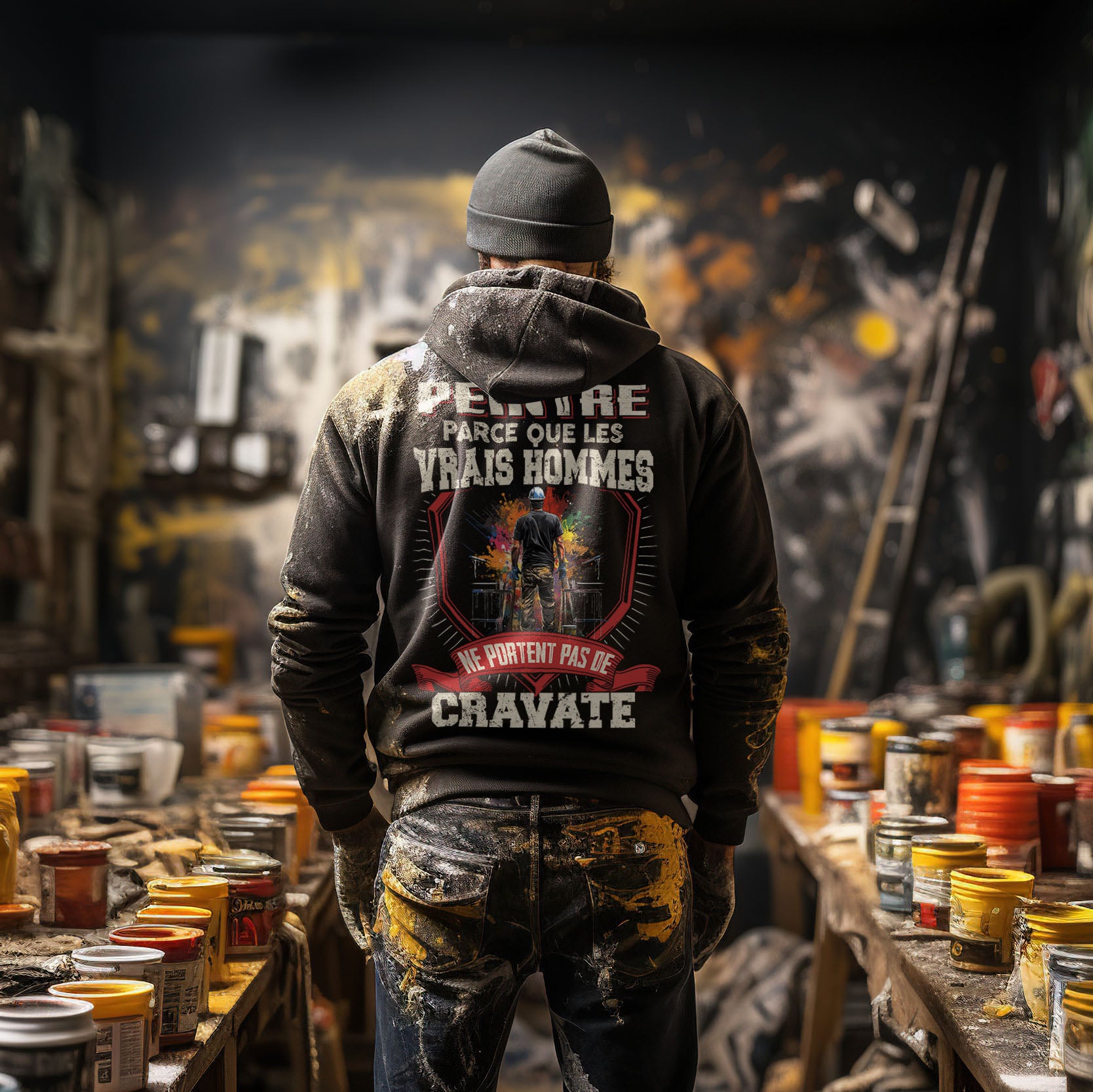 Les vrais hommes ne portent pas de cravate. Je suis Peintre