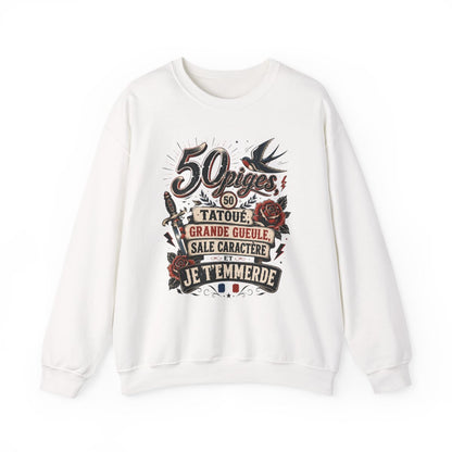 50 piges, tatoué, grande gueule, sale caractère et je t'emmerde