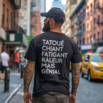 Tatoué, chiant, fatigant, râleur mais génial