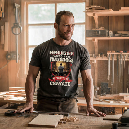 Les vrais hommes ne portent pas de cravate. Je suis Menuisier