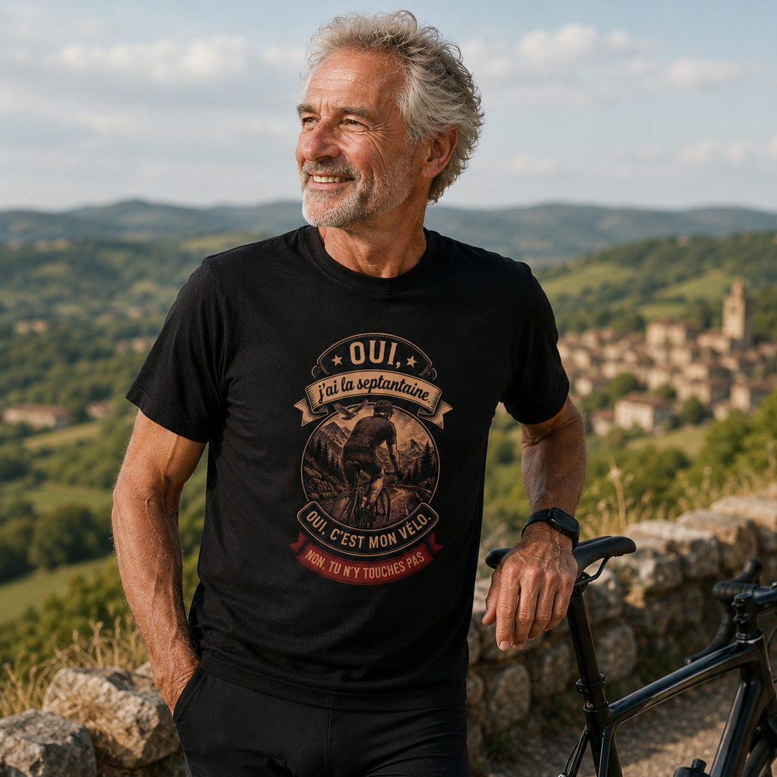 Oui, j'ai la septantaine. Oui, c'est mon vélo