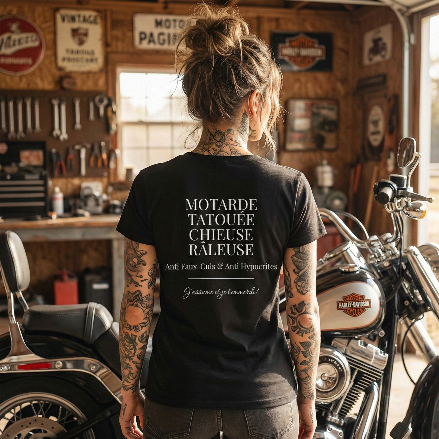Motarde Tatouée Chieuse Râleuse Anti Faux-culs J'assume