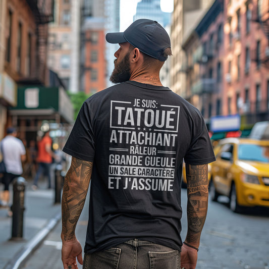 Je suis tatoué, attachiant, râleur, grande gueule, un sale caractère et j'assume