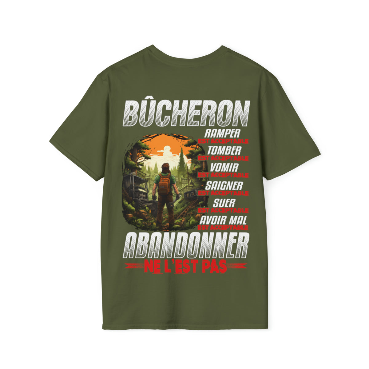 Bûcheron, ramper, tomber, vomir, saigner est acceptable