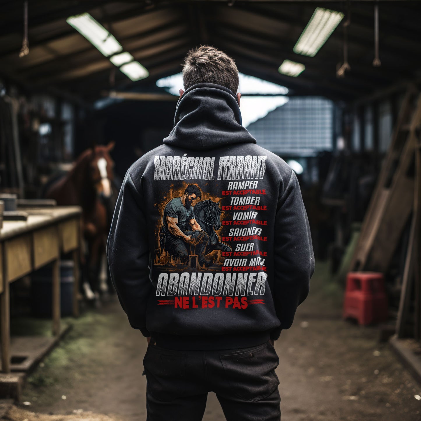 Maréchal ferrant, ramper, tomber, vomir, saigner est acceptable