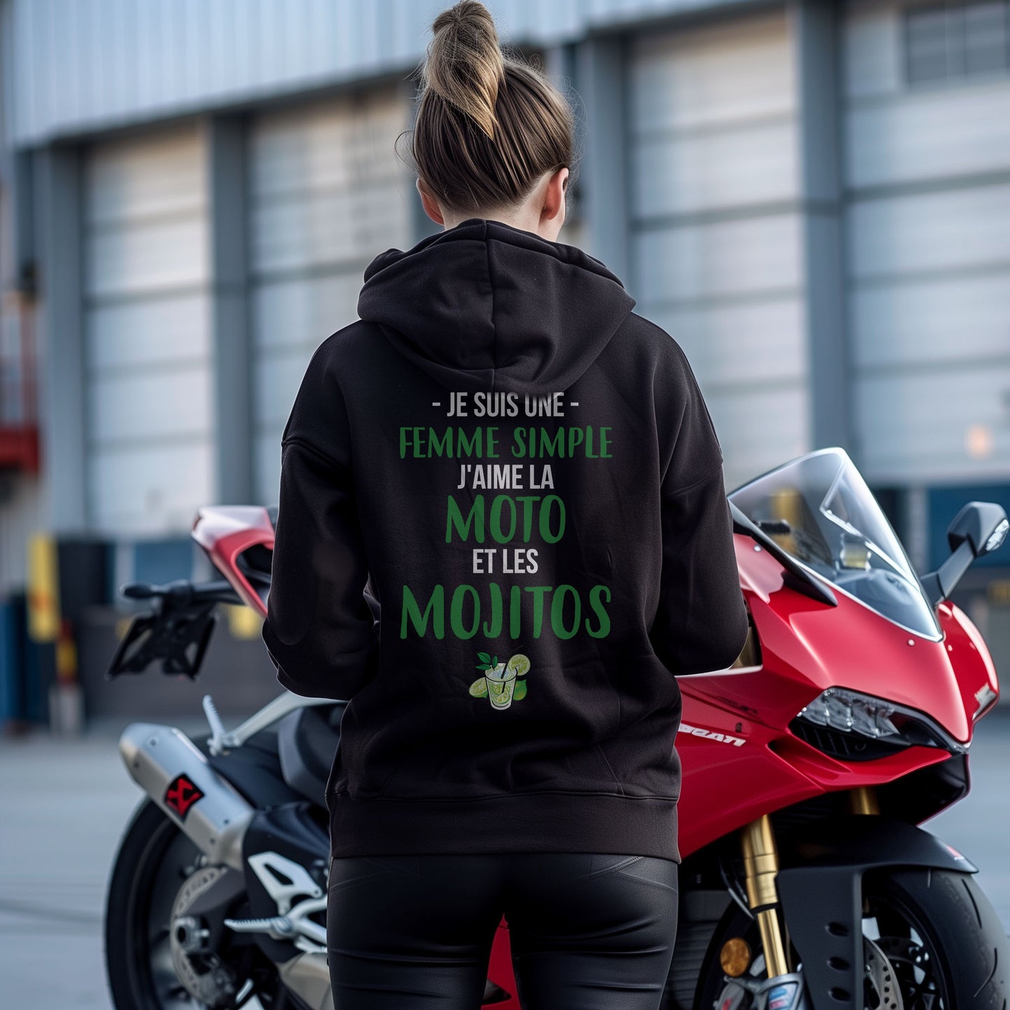 Je suis une femme simple J'aime la moto et les Mojitos