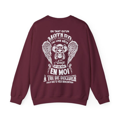 En tant qu'un motard, j'ai une bête, un ange et un fou en moi