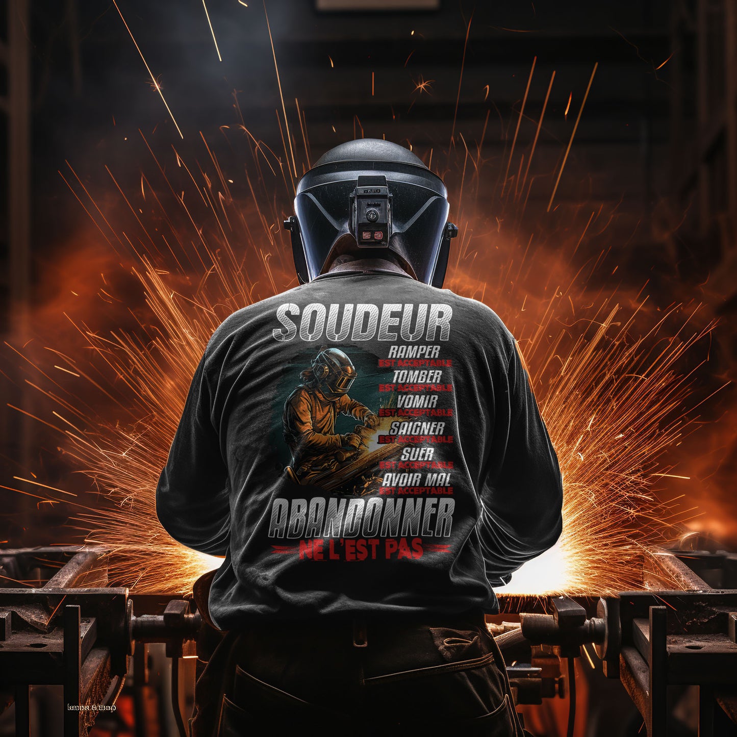 Soudeur, ramper, tomber, vomir, saigner est acceptable