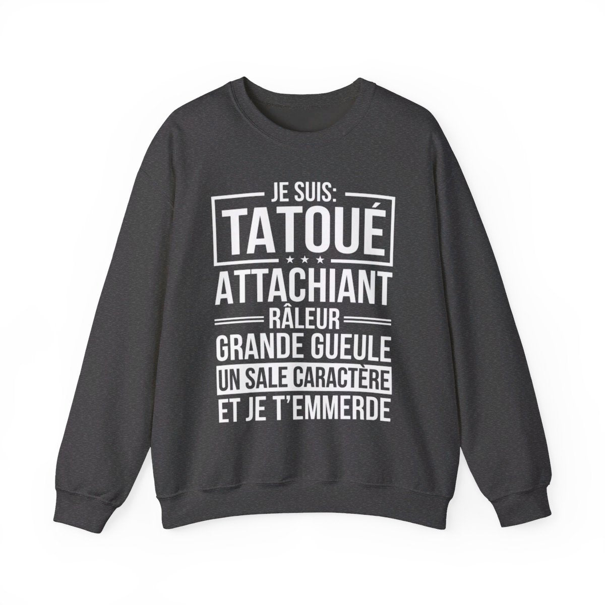 Je suis tatoué, attachiant, râleur, grande gueule, un sale caractère et je t'emmerde