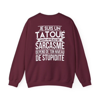Je suis un tatoué mon niveau de sarcasme dépend de ton niveau de stupidité