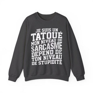 Je suis un tatoué mon niveau de sarcasme dépend de ton niveau de stupidité
