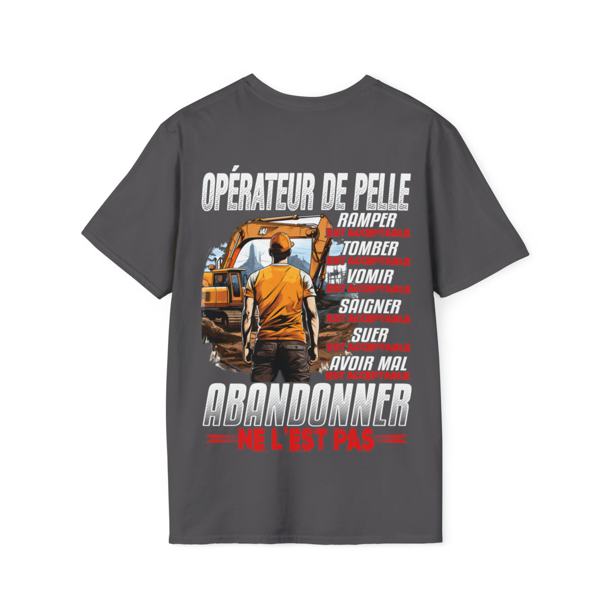 Opérateur de Pelle, ramper, tomber, vomir, saigner est acceptable