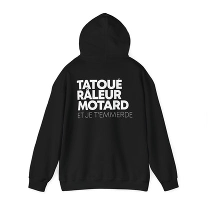 Tatoué Râleur Motard et je t'emmerde